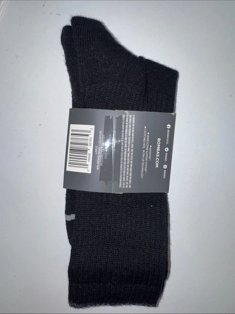 Bombas Black Merino Wool Athletic Crew Socks